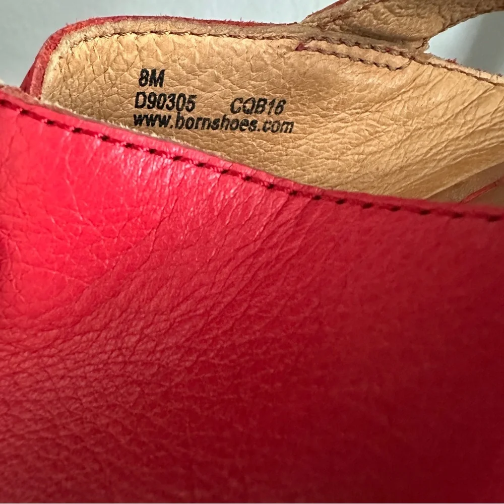 Born Jenni Red Leather Platform Comfort Sandals Size 8